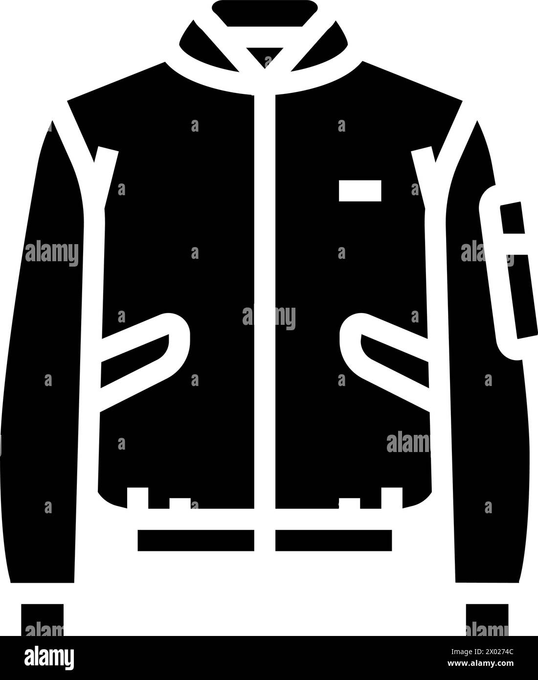 bomber giacca streetwear panno moda glifo icona vettoriale Illustrazione Vettoriale