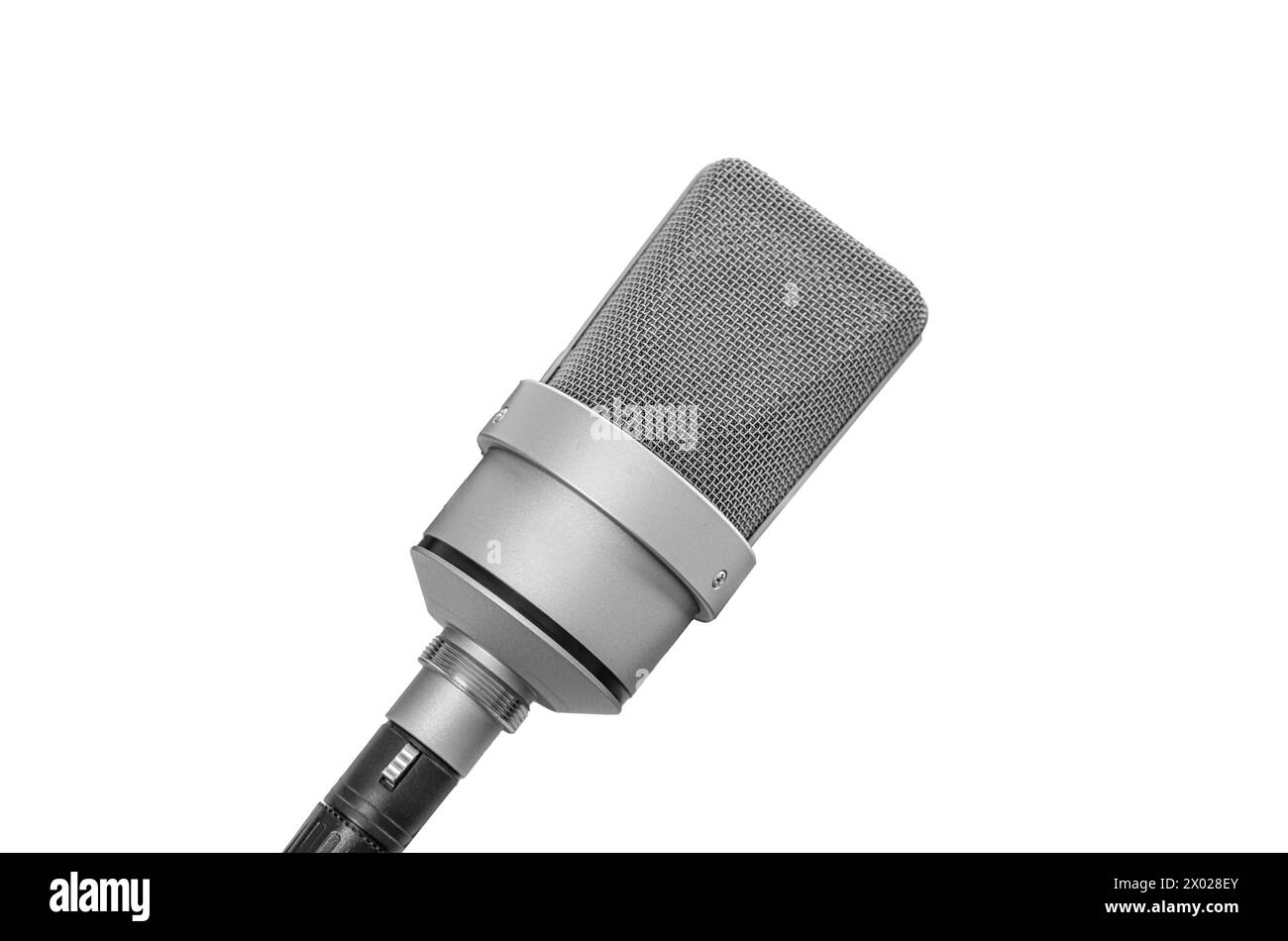 Microfono da studio isolato su sfondo bianco. Foto Stock