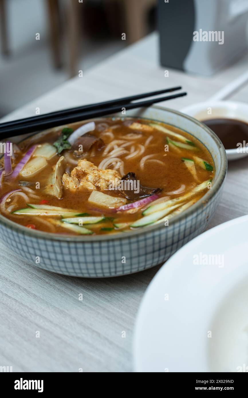 Assam Laksa Noodles, Singapore, Asia Foto Stock