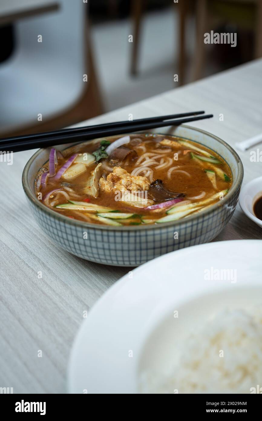 Assam Laksa Noodles, Singapore, Asia Foto Stock