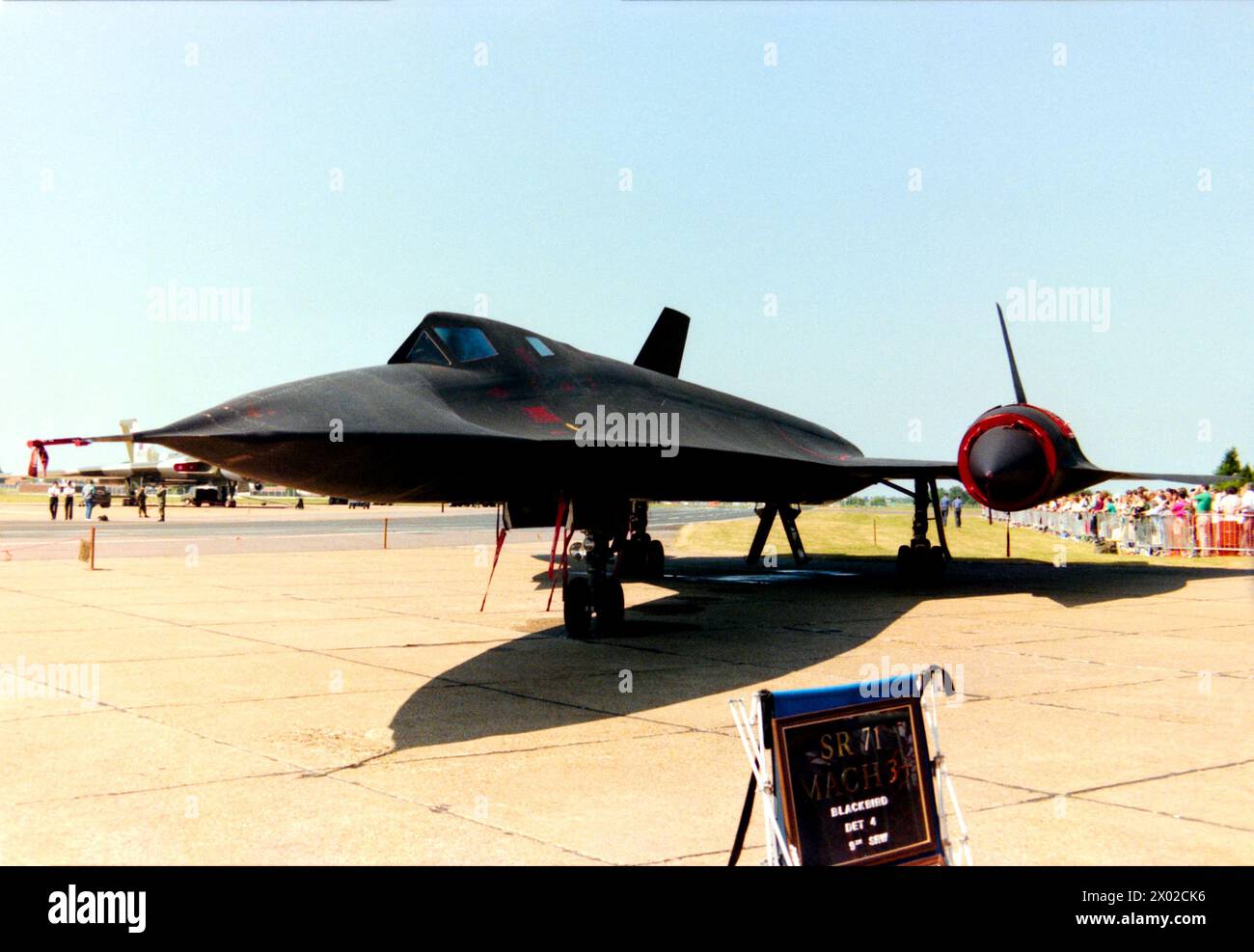 Lockheed SR-71A Blackbird Spy Plane 61-7967 (61-17967) in mostra presso la Mildenhall Air Fete 1989 presso la RAF Mildenhall, Suffolk, Regno Unito. In distacco dalla RAF Mildenhall con Det 4/9 SRW. Distaccamento 4, 9th Reconnaissance Wing. Foto Stock