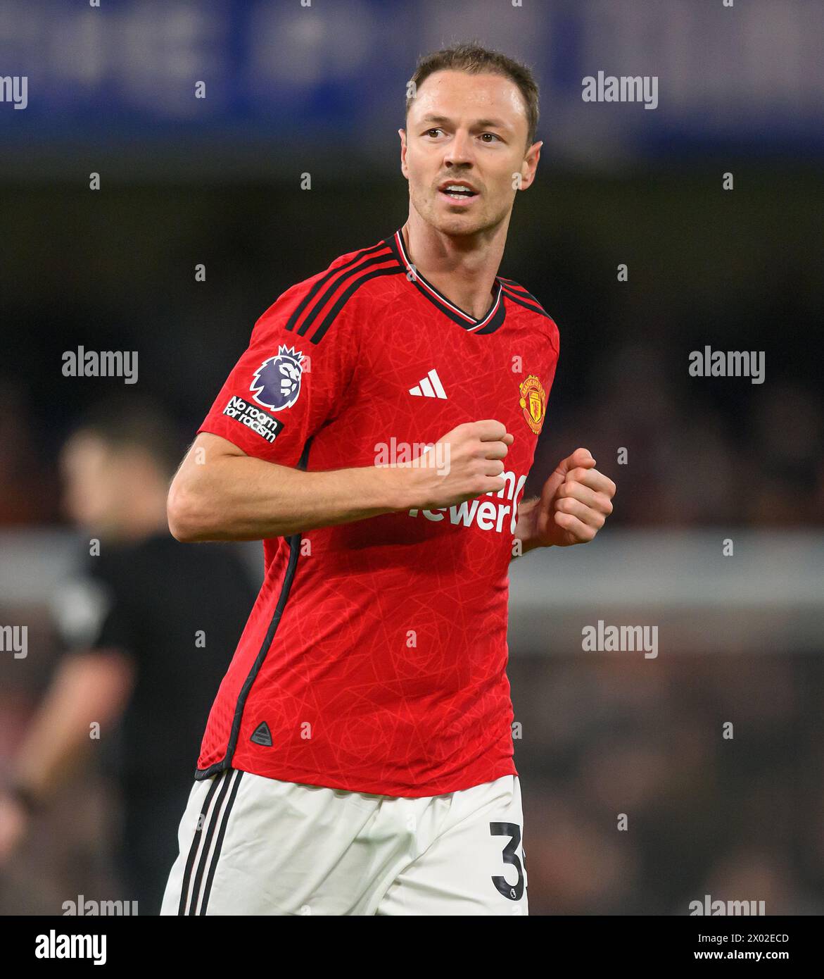 Londra, Regno Unito. 4 aprile 2024 - Chelsea contro Manchester United - Premier League - Stamford Bridge. Jonny Evans in azione contro Chelsea. Crediti immagine: Mark Pain / Alamy Live News Foto Stock