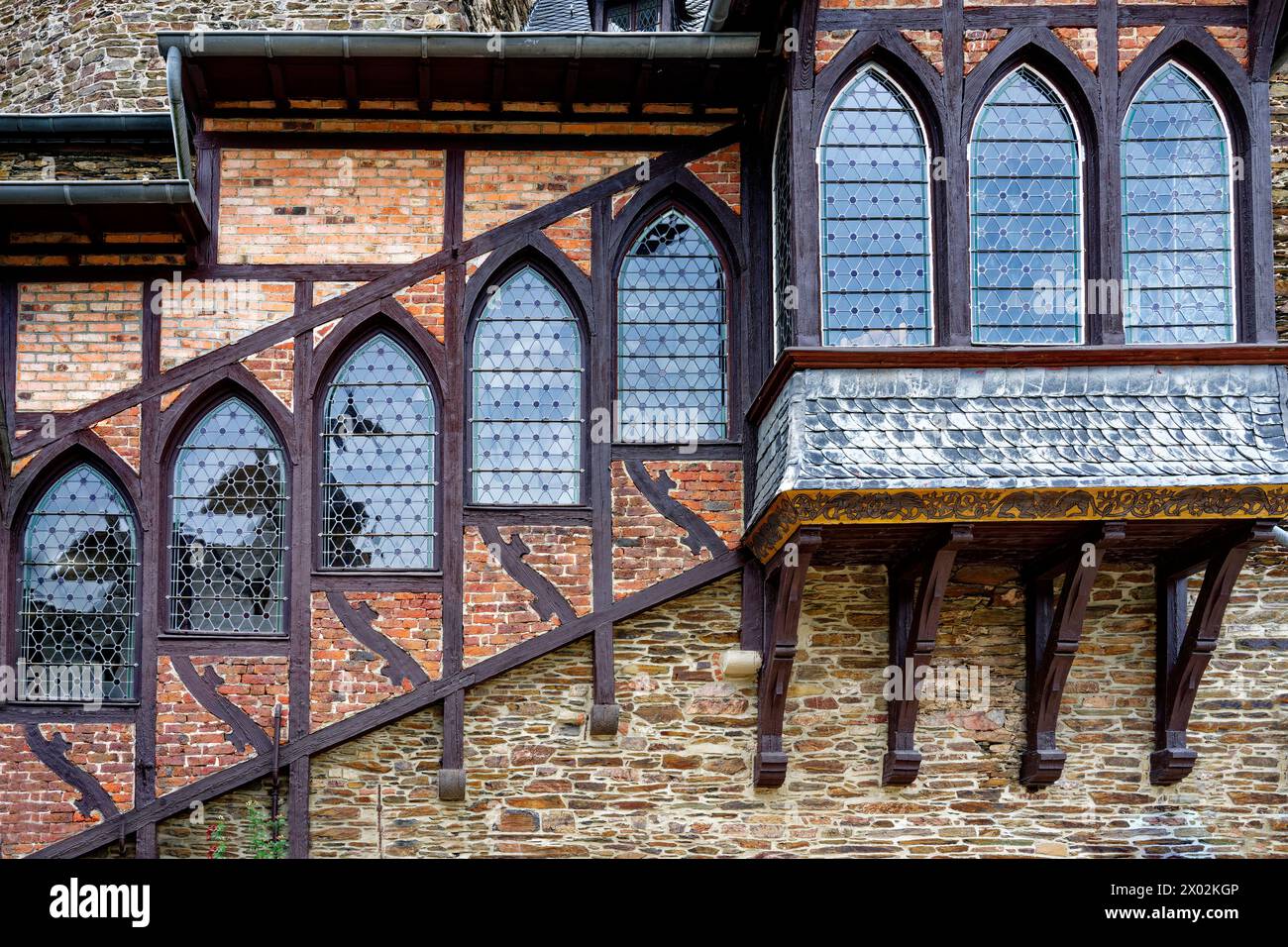 Ex castello imperiale, vetrate colorate, Cochem, Renania Palatinato, Germania, Europa Foto Stock