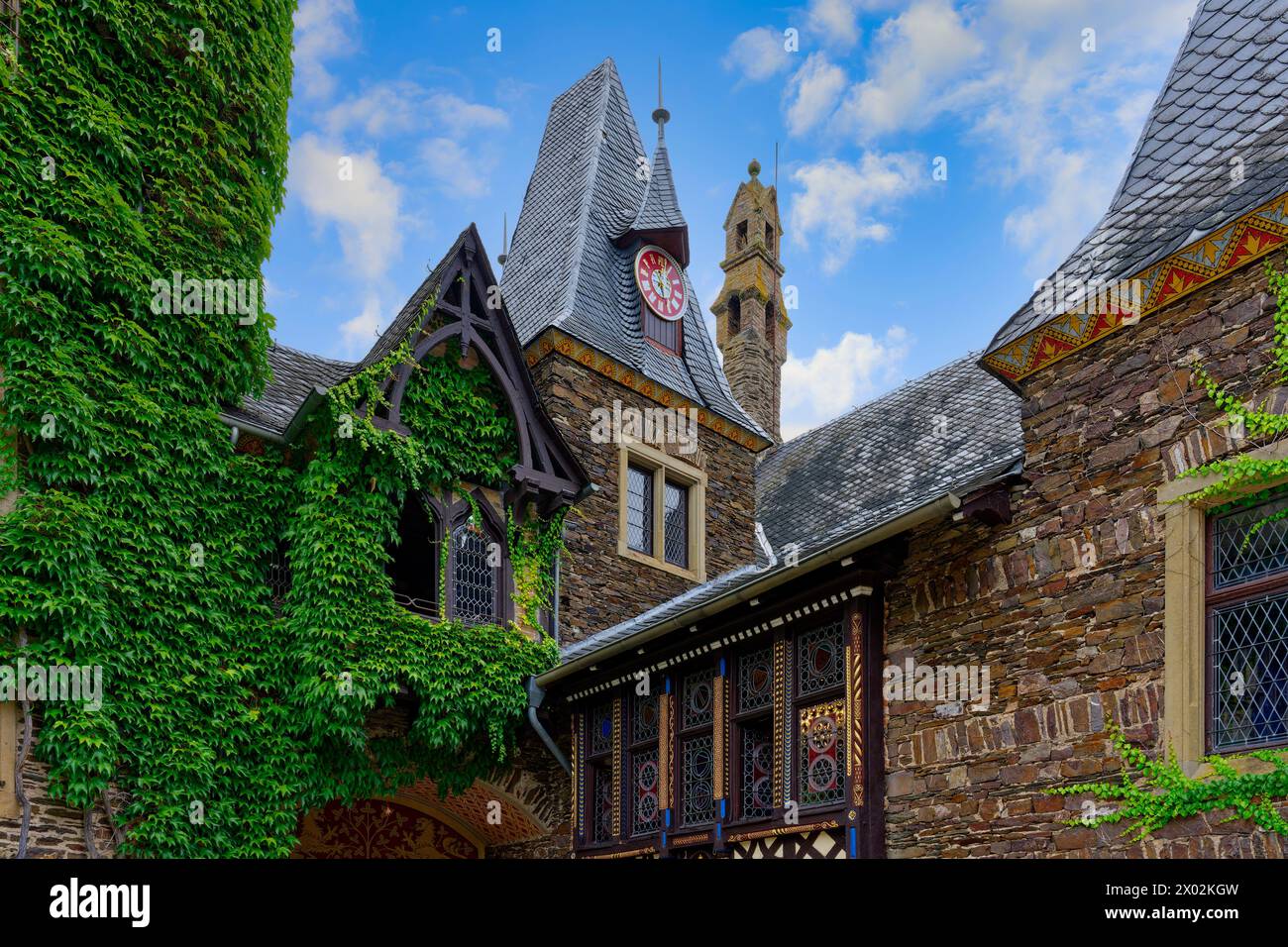 Ex castello imperiale, cortile, Cochem, Renania Palatinato, Germania, Europa Foto Stock