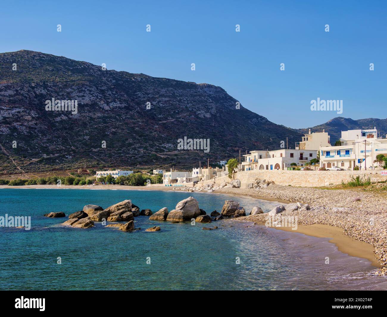 Spiaggia di Apollonas, isola di Naxos, Cicladi, isole greche, Grecia, Europa Foto Stock