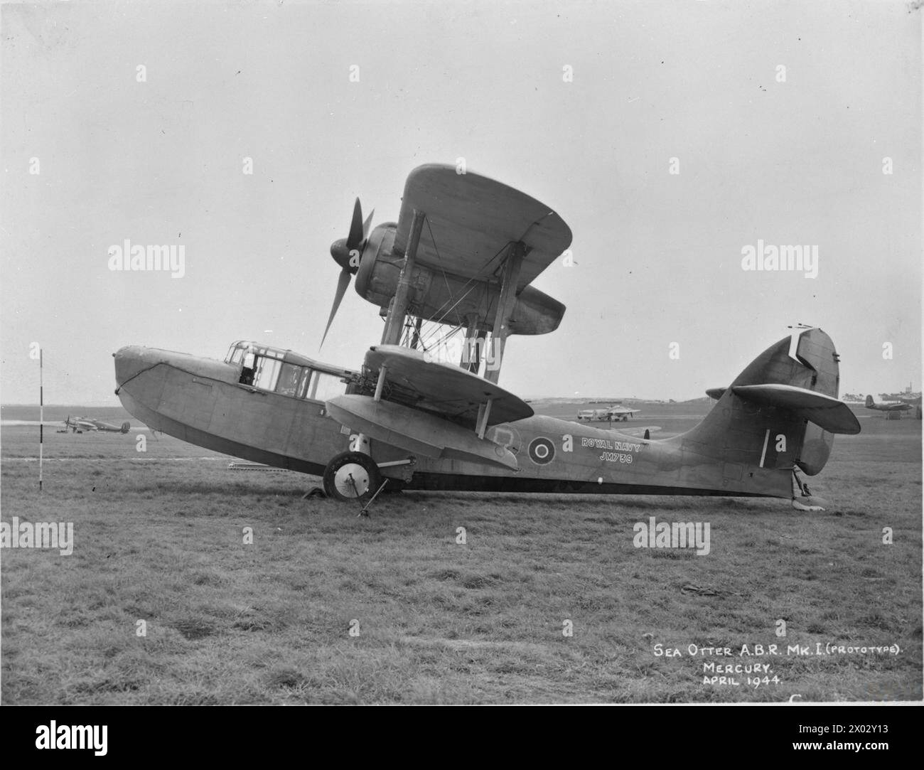Vickers Supermarine Sea Otter ABR Mark i prototipo del Fleet Air Arm è mostrato a terra durante la seconda guerra mondiale. Foto Stock