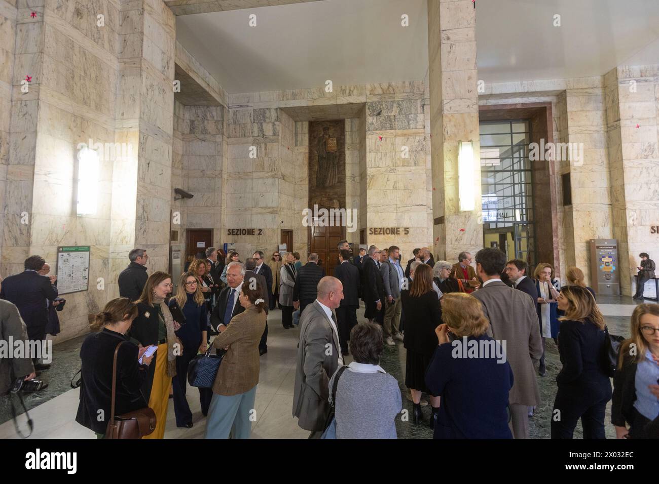 Comunicazione per l'uccisione a colpi di pistola in tribunale dell'avvocato Lorenzo Claris Appiani, del giudice Fernando Ciampi e di Giorgio erba del 9 aprile 2015 presso la seconda sezione penale - settimana - Cronaca - Milano, Italia - Martedì, 9 aprile 2024 (foto Stefano porta/LaPresse) commemorazione per la sparatoria di morte in tribunale dell'avvocato Lorenzo Claris Appiani, del giudice Fernando Ciampi e di Giorgio erba il 9 aprile 2015 presso la seconda sezione penale - News - Milano, Italia - martedì 9 aprile 2024 (foto Stefano porta/LaPresse) Foto Stock