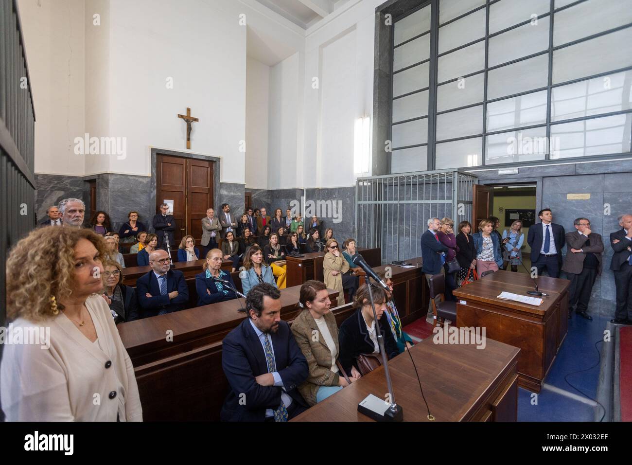 Comunicazione per l'uccisione a colpi di pistola in tribunale dell'avvocato Lorenzo Claris Appiani, del giudice Fernando Ciampi e di Giorgio erba del 9 aprile 2015 presso la seconda sezione penale - settimana - Cronaca - Milano, Italia - Martedì, 9 aprile 2024 (foto Stefano porta/LaPresse) commemorazione per la sparatoria di morte in tribunale dell'avvocato Lorenzo Claris Appiani, del giudice Fernando Ciampi e di Giorgio erba il 9 aprile 2015 presso la seconda sezione penale - News - Milano, Italia - martedì 9 aprile 2024 (foto Stefano porta/LaPresse) Foto Stock