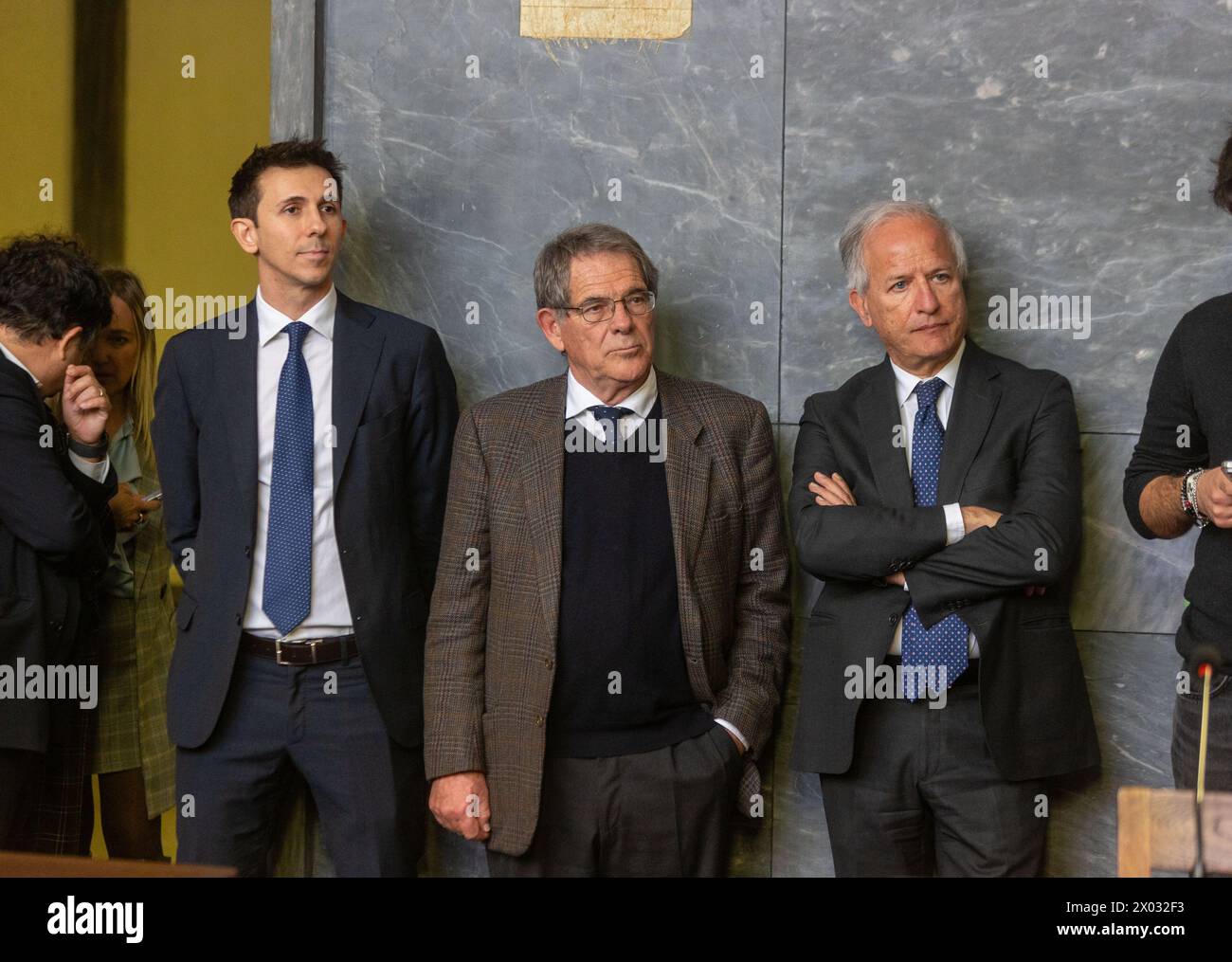 Aldo Claris Appiani padre di Lorenzo memoria per l'uccisione a colpi di pistola in tribunale dell'avvocato Lorenzo Claris Appiani, del giudice Fernando Ciampi e di Giorgio erba del 9 aprile 2015 presso la seconda sezione penale - settimana - Cronaca - Milano, Italia - Martedì, 9 aprile 2024 (foto Stefano porta/LaPresse) Aldo Claris Appiani alla commemorazione per la sparatoria di morte in tribunale dell'avvocato Lorenzo Claris Appiani, del giudice Fernando Ciampi e di Giorgio erba il 9 aprile 2015 presso la seconda sezione penale - News - Milano, Italia - martedì 9 aprile 2024 (foto Stefano porta/LaPres Foto Stock