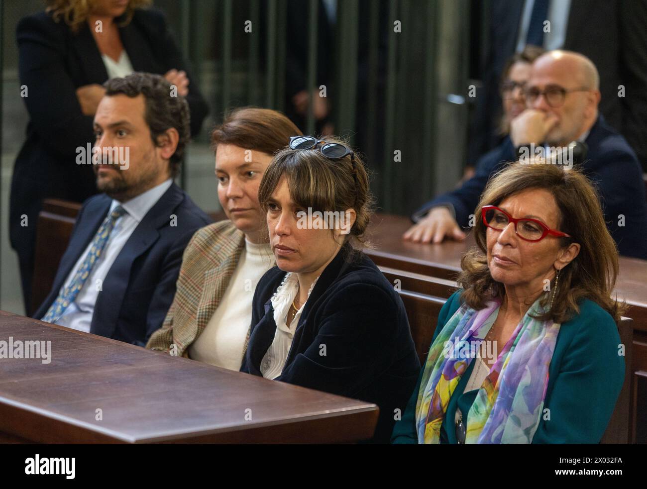 Comunicazione per l'uccisione a colpi di pistola in tribunale dell'avvocato Lorenzo Claris Appiani, del giudice Fernando Ciampi e di Giorgio erba del 9 aprile 2015 presso la seconda sezione penale - settimana - Cronaca - Milano, Italia - Martedì, 9 aprile 2024 (foto Stefano porta/LaPresse) commemorazione per la sparatoria di morte in tribunale dell'avvocato Lorenzo Claris Appiani, del giudice Fernando Ciampi e di Giorgio erba il 9 aprile 2015 presso la seconda sezione penale - News - Milano, Italia - martedì 9 aprile 2024 (foto Stefano porta/LaPresse) Foto Stock