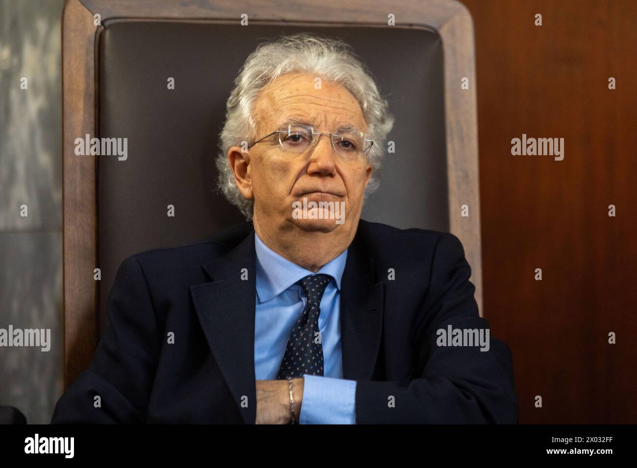 Fabio Roia alla memoria per l'uccisione a colpi di pistola in tribunale dell'avvocato Lorenzo Claris Appiani, del giudice Fernando Ciampi e di Giorgio erba del 9 aprile 2015 presso la seconda sezione penale - settimana - Cronaca - Milano, Italia - Martedì, 9 aprile 2024 (foto Stefano porta/LaPresse) Fabio Roia alla commemorazione per la sparatoria di morte in tribunale dell'avvocato Lorenzo Claris Appiani, del giudice Fernando Ciampi e di Giorgio erba il 9 aprile 2015 presso la seconda sezione penale - News - Milano, Italia - martedì 9 aprile 2024 (foto Stefano porta/LaPresse) Foto Stock