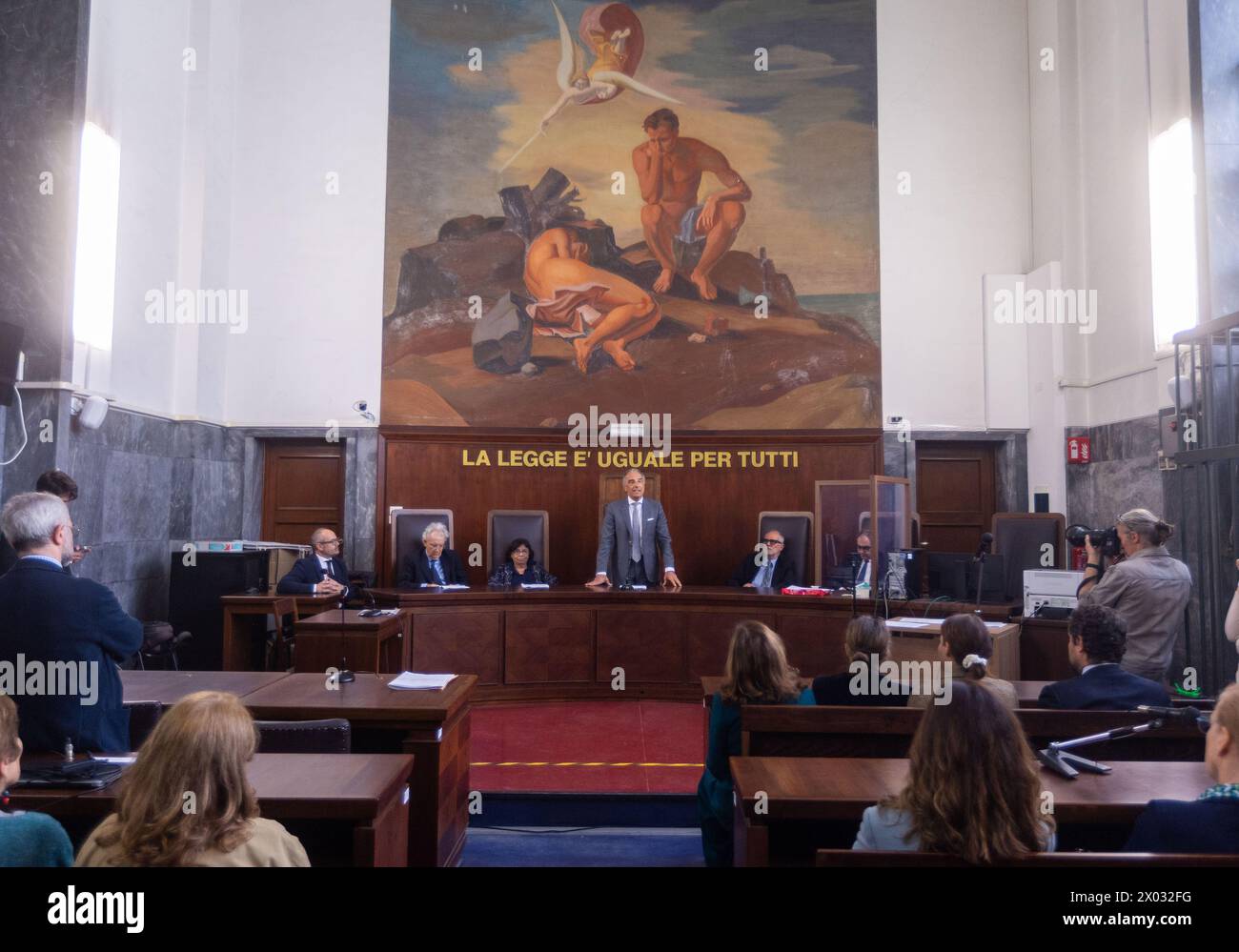 Comunicazione per l'uccisione a colpi di pistola in tribunale dell'avvocato Lorenzo Claris Appiani, del giudice Fernando Ciampi e di Giorgio erba del 9 aprile 2015 presso la seconda sezione penale - settimana - Cronaca - Milano, Italia - Martedì, 9 aprile 2024 (foto Stefano porta/LaPresse) commemorazione per la sparatoria di morte in tribunale dell'avvocato Lorenzo Claris Appiani, del giudice Fernando Ciampi e di Giorgio erba il 9 aprile 2015 presso la seconda sezione penale - News - Milano, Italia - martedì 9 aprile 2024 (foto Stefano porta/LaPresse) Foto Stock