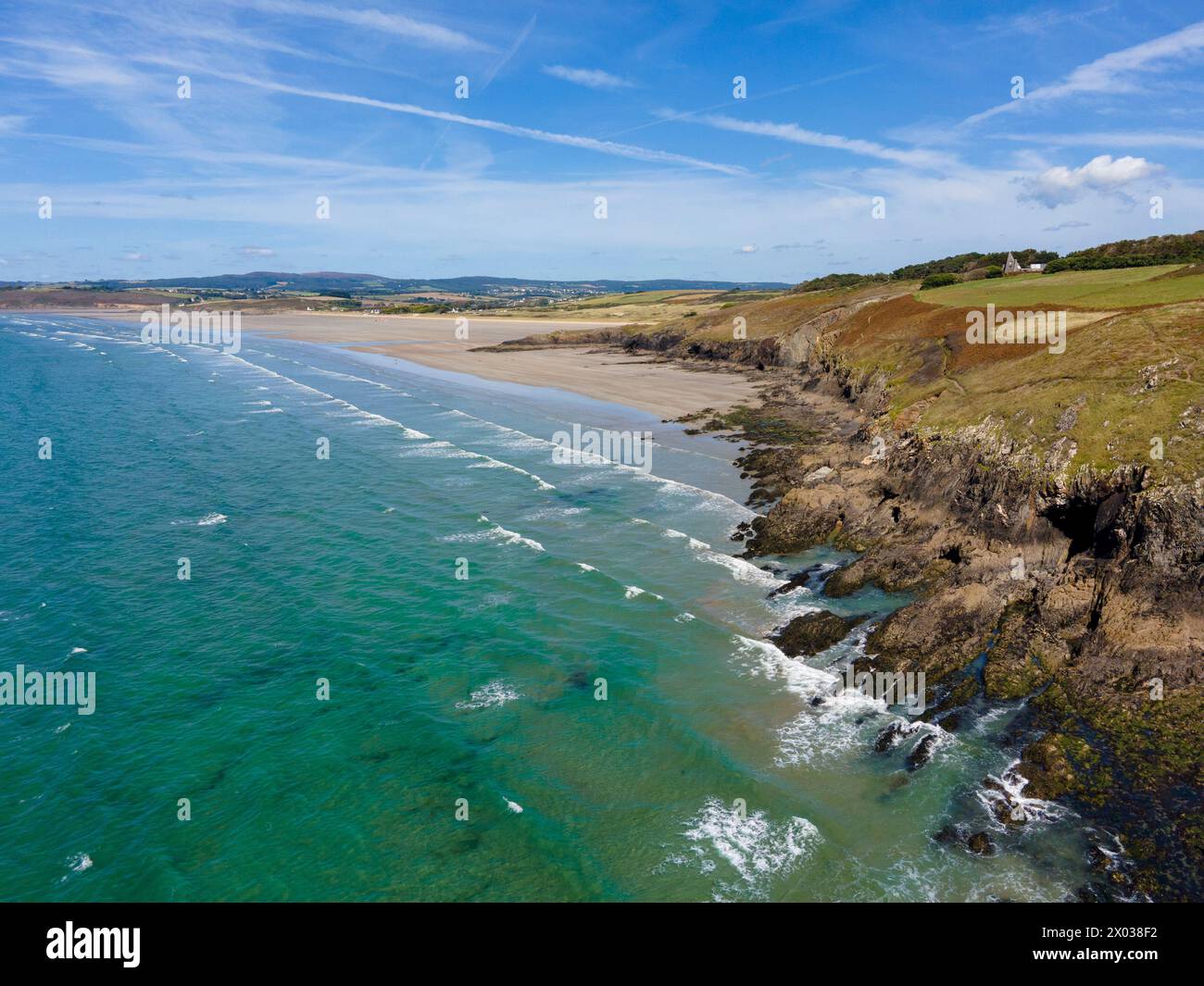 Spiaggia di Sainte-Anne la Palud, baia di Douarnenez, Sainte-Anne la Palud, Finistere (29), Bretagna, Francia Foto Stock