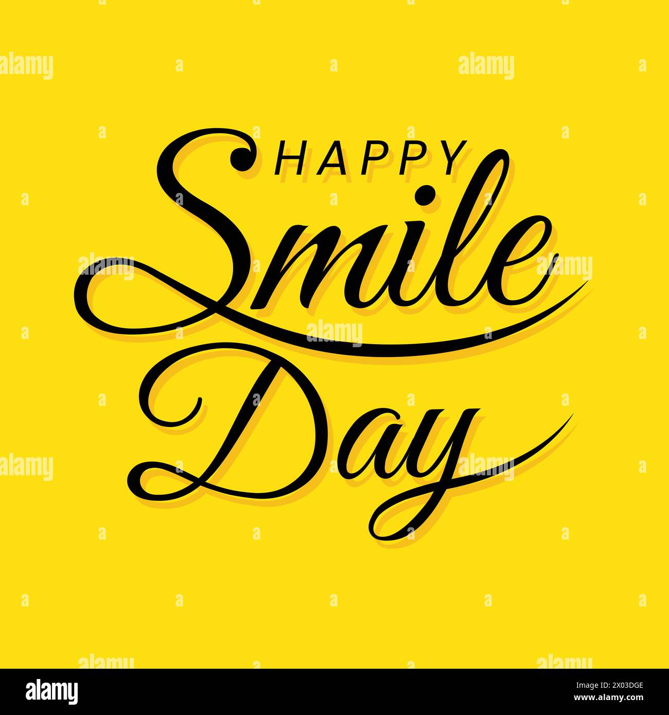 Illustrazione scritta del vettore Happy Smile Day. Design con scritta "Smile Day Greeting Card" con scritta "Smile". Illustrazione Vettoriale
