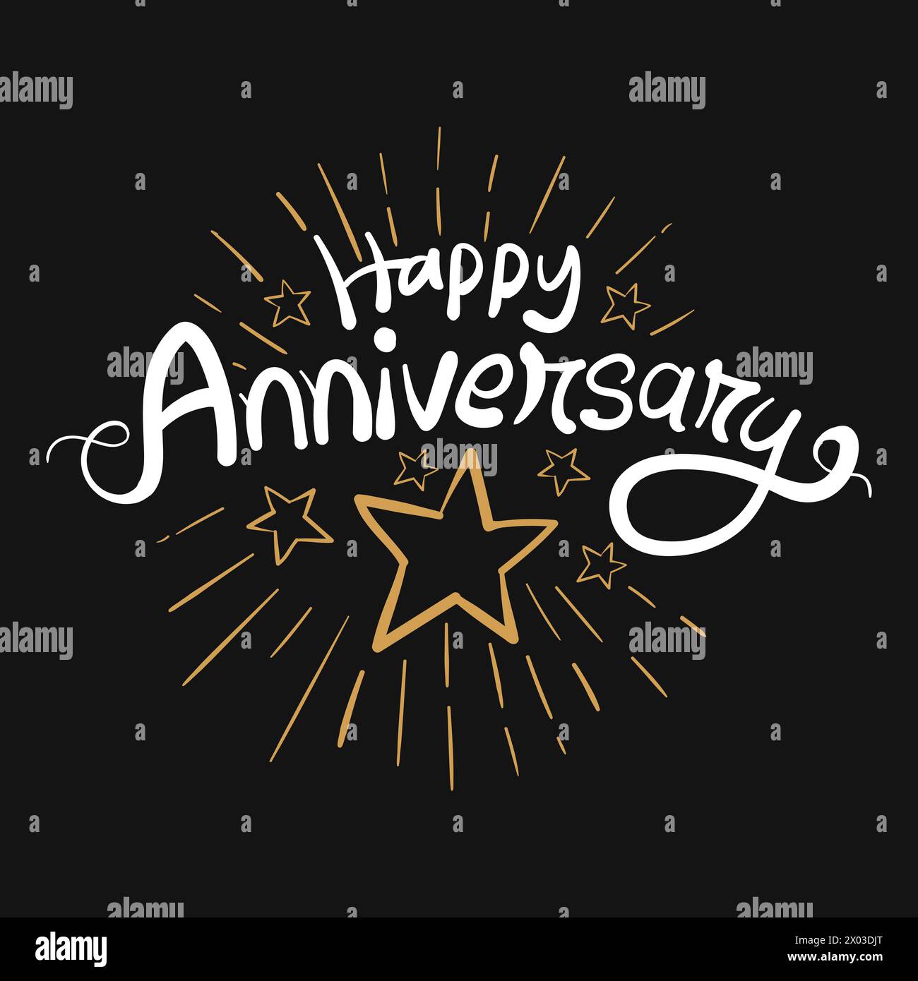 Creazione di lettere disegnate a mano per festeggiare un compleanno aziendale o aziendale o un incontro di nozze o un invito all'avversario. Anniversario Illustrazione Vettoriale