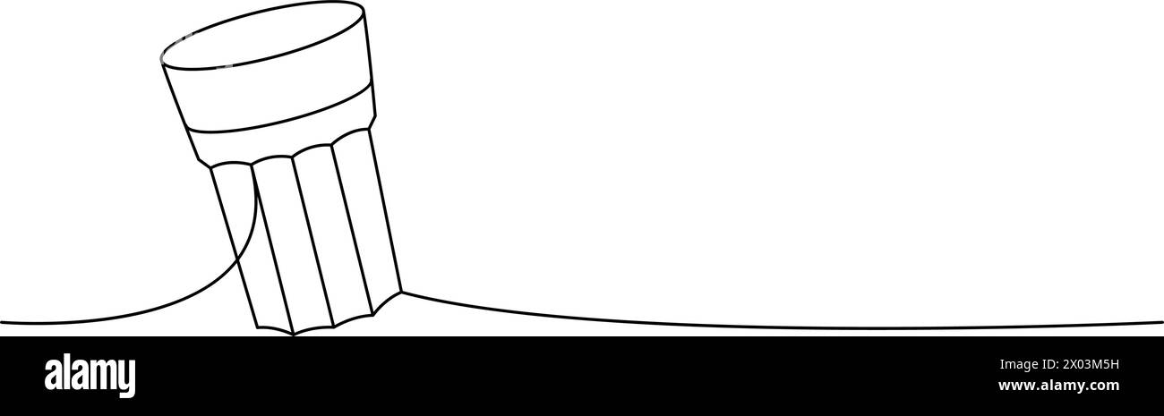 Bicchiere di birra a una linea, disegno continuo. Illustrazione continua di una riga dei prodotti da pub della birra. Illustrazione lineare vettoriale. Illustrazione Vettoriale