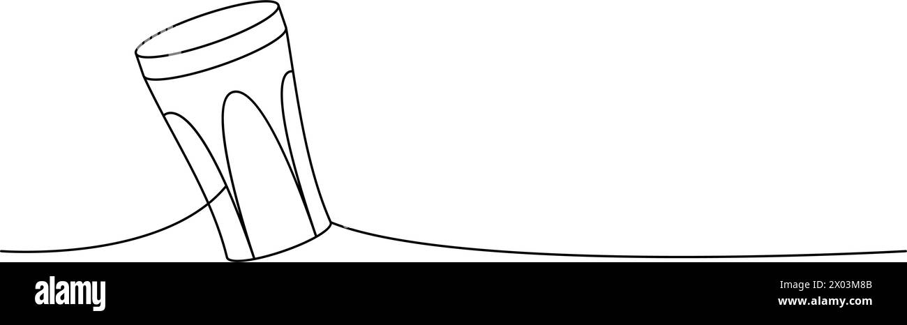 Bicchiere di birra a una linea, disegno continuo. Illustrazione continua di una riga dei prodotti da pub della birra. Illustrazione lineare vettoriale. Illustrazione Vettoriale