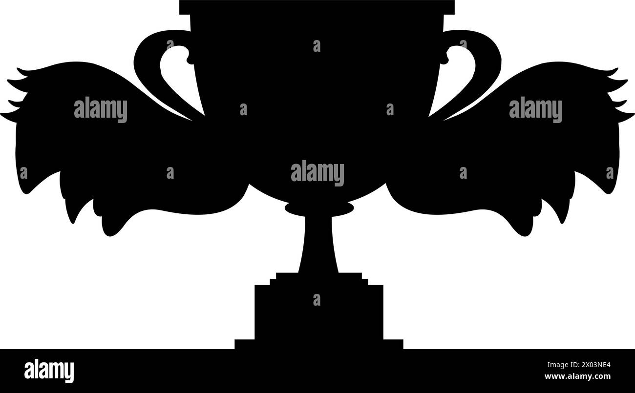 ali di trofeo per coppa con silhouette nera vettoriale Illustrazione Vettoriale