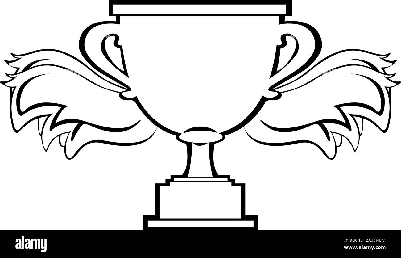 vettoriale che disegna le ali dei trofei in bianco e nero Illustrazione Vettoriale