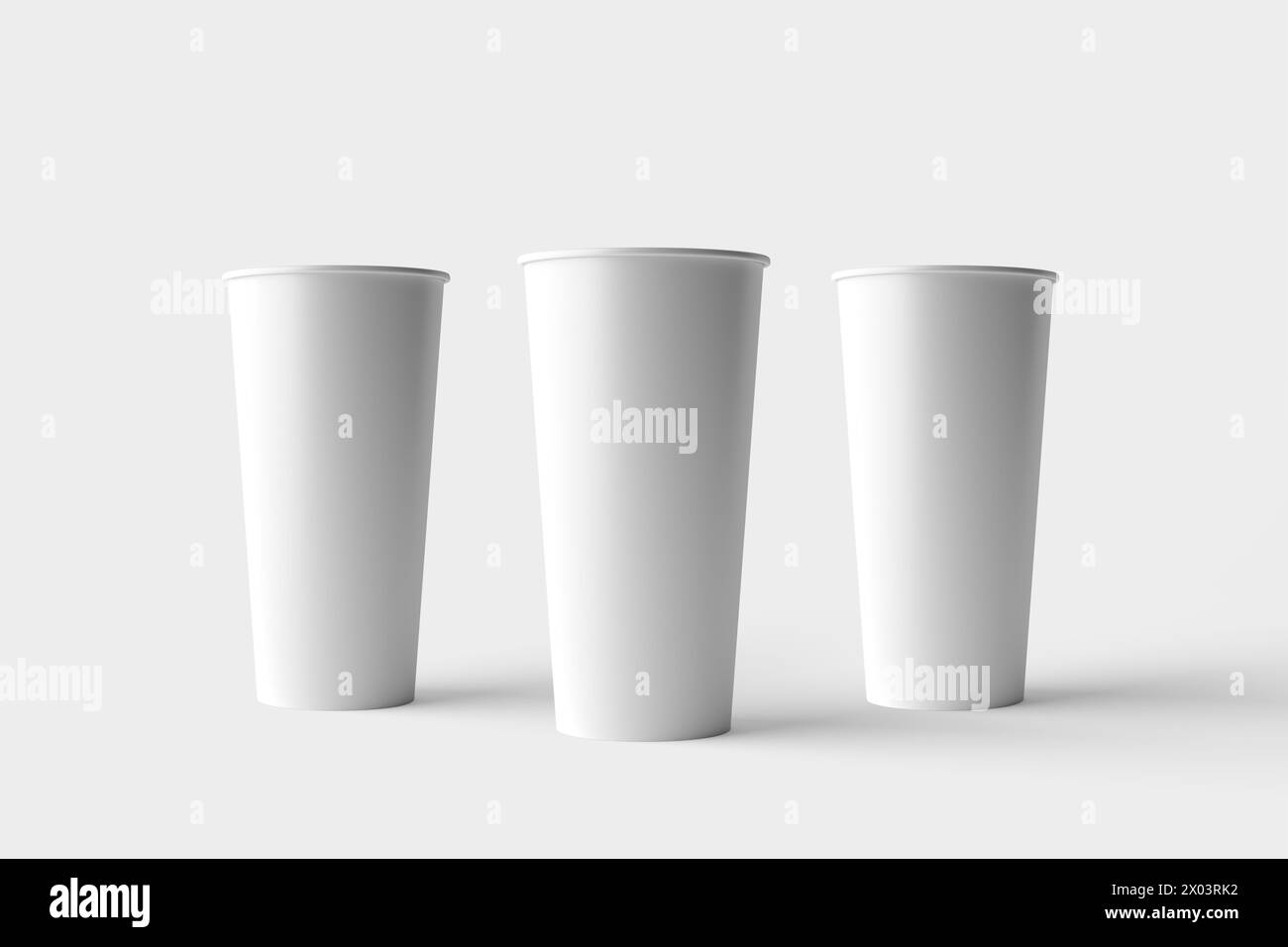 Rendering 3D con mockup di tazze da caffè in carta Foto Stock
