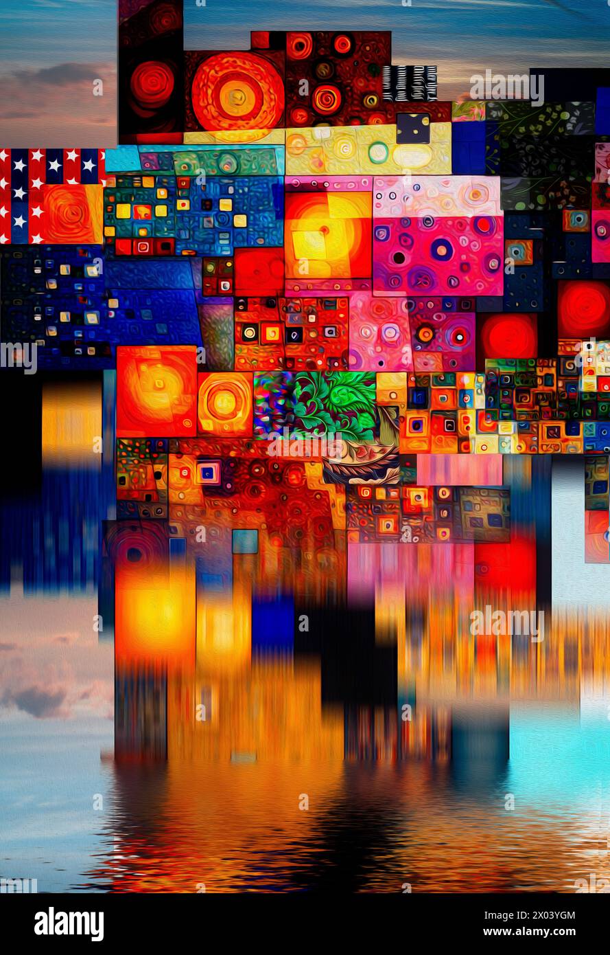 ARTE MODERNA: 'I Do Like to be Beside the Seaside' - Una versione tempestiva della popolare canzone inglese sul mare o 'Art at the Quay' di Edmund Nagele FRPS Foto Stock