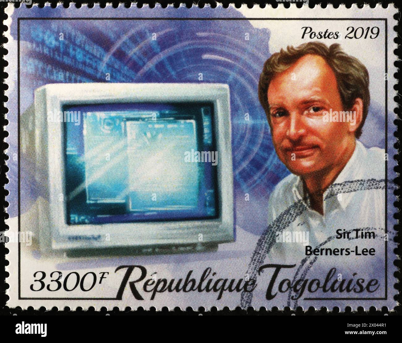 Inventore di World Wide Web Tim Berners-Lee su francobollo Foto Stock