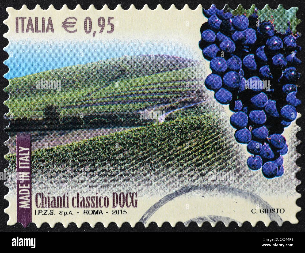 Vino italiano Chianti celebrato su francobollo Foto Stock