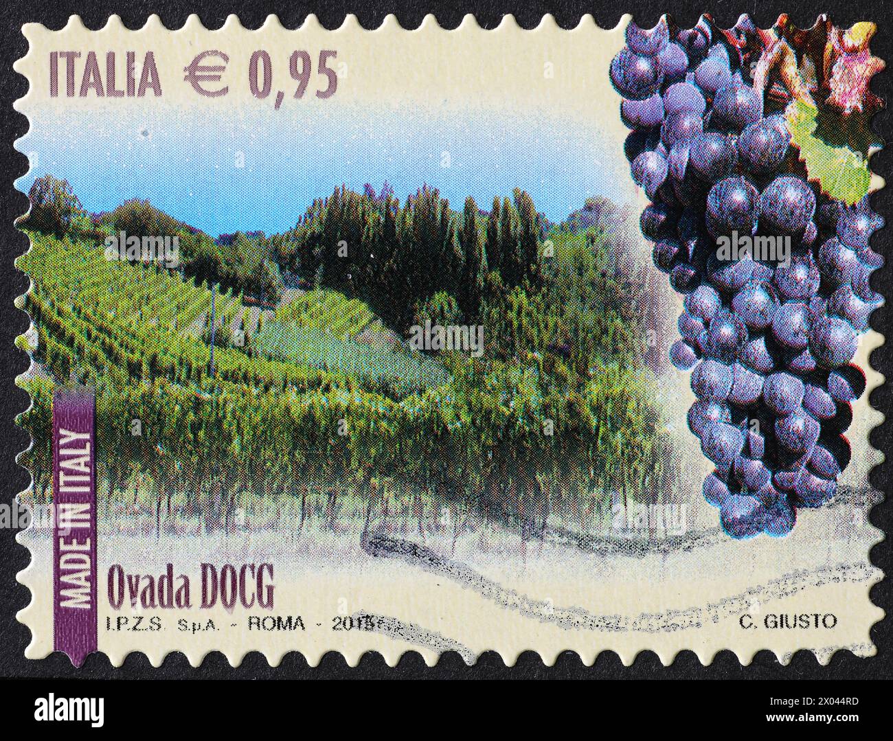 Vino italiano Ovada celebrato sul francobollo Foto Stock