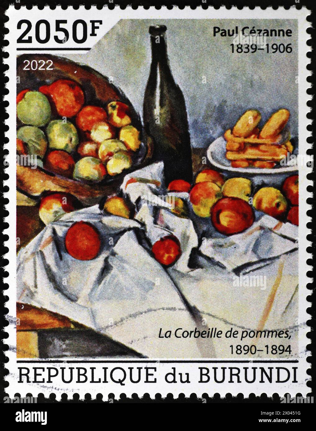Dipinto di Paul Cezanne su francobollo del Burundi Foto Stock