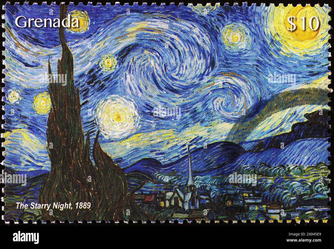 La notte stellata di Van Gogh sul francobollo di Grenada Foto Stock