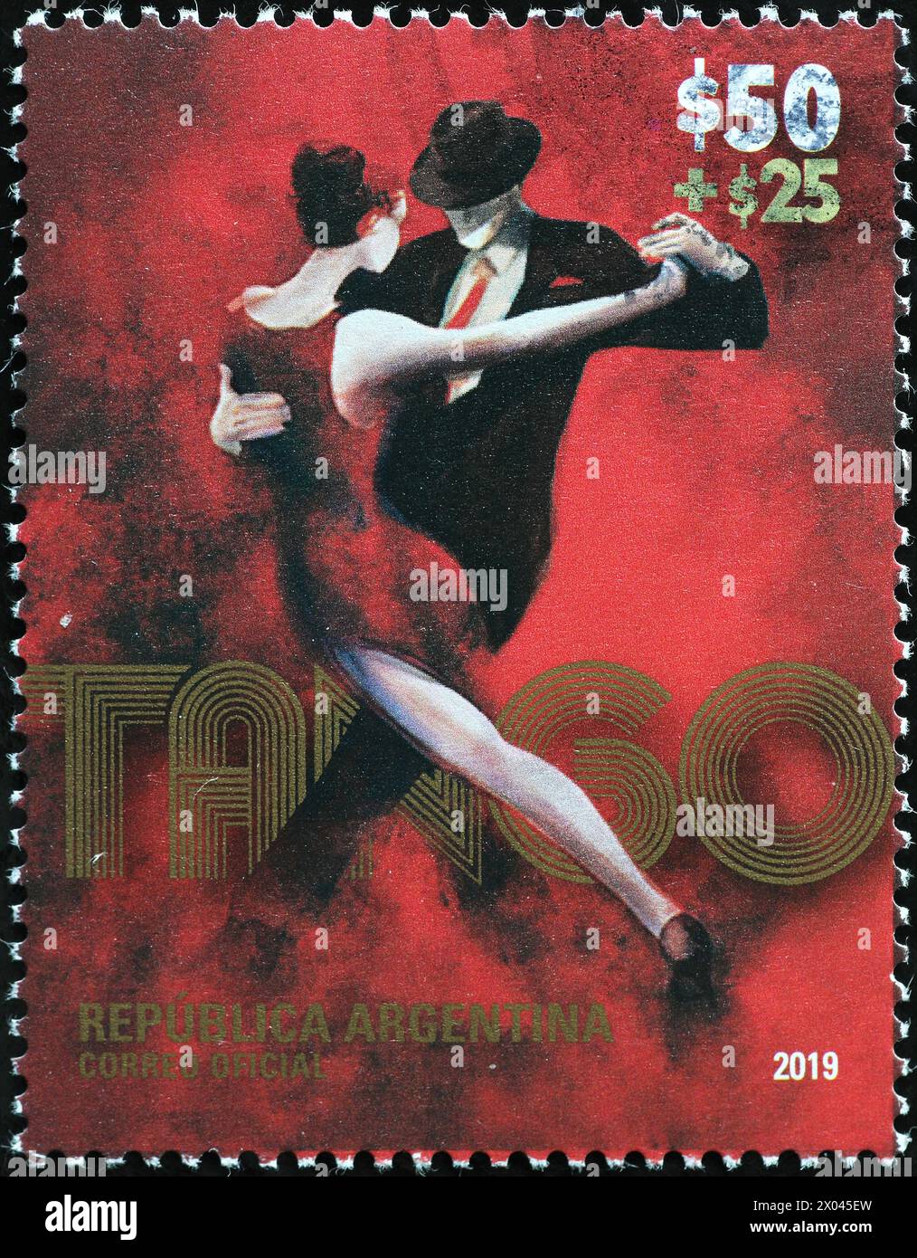 Tradizione del Tango celebrata con francobollo argentino Foto Stock