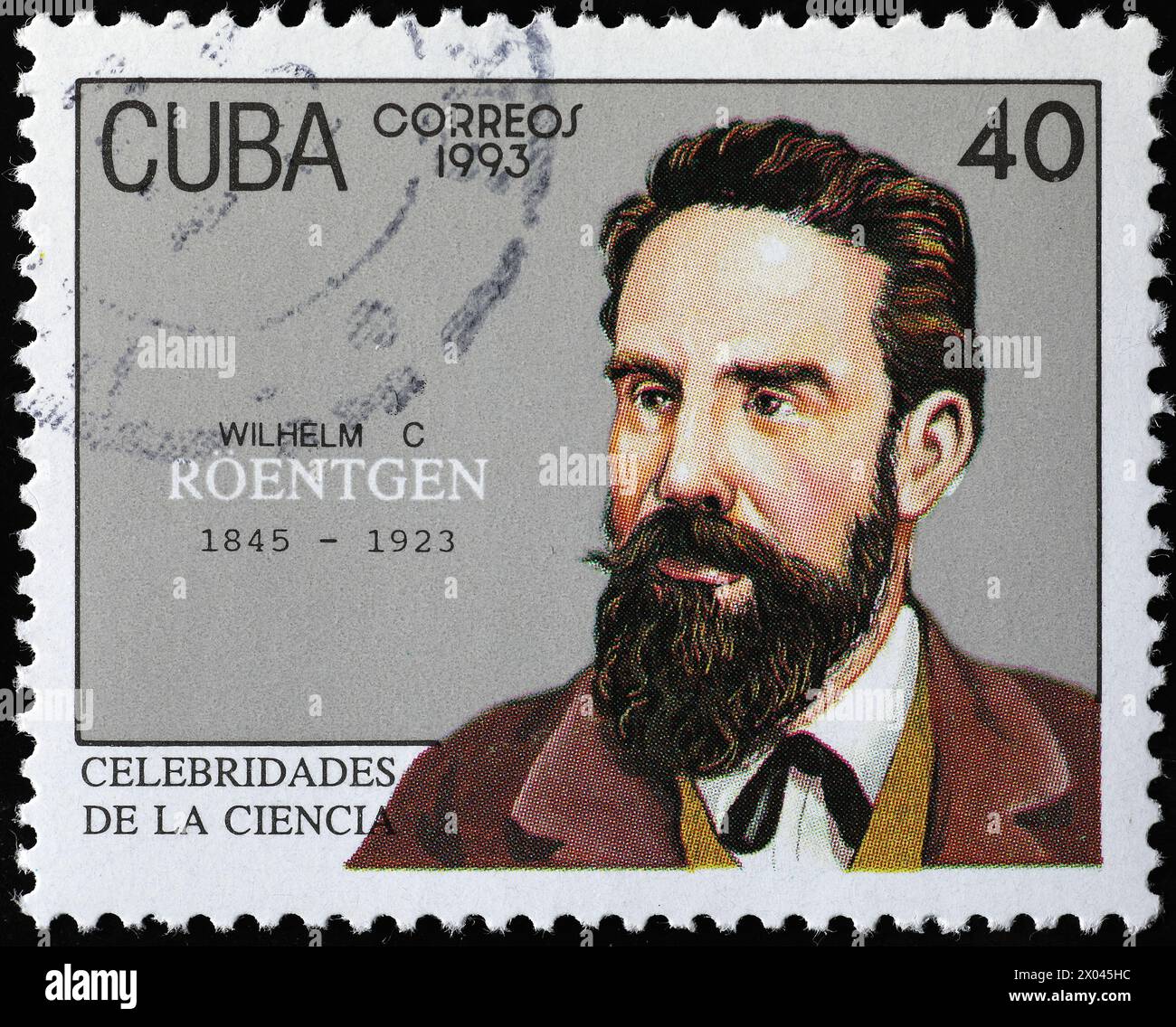 Wilhelm Roentgen sul francobollo di Cuba Foto Stock