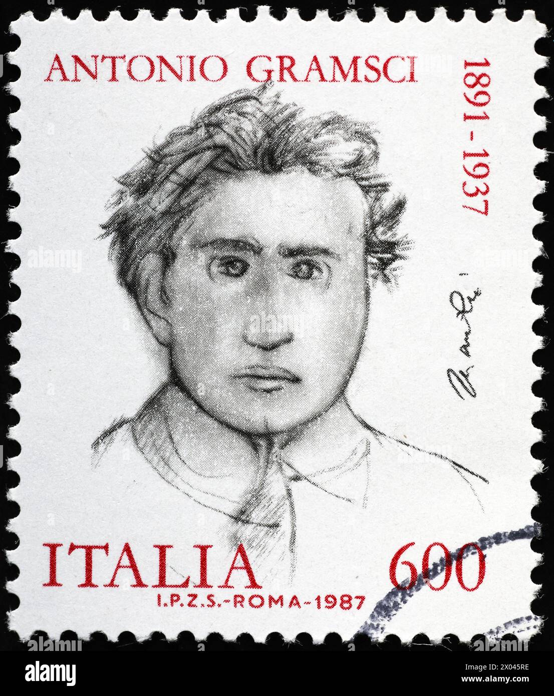 Antonio Gramsci su francobollo italiano Foto Stock
