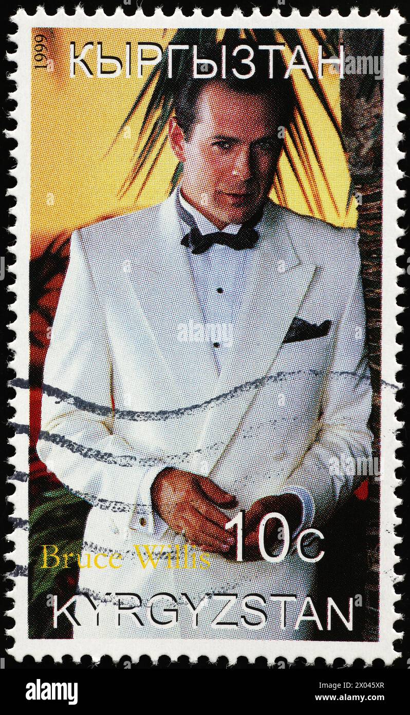 Ritratto di Bruce Willis su francobollo Foto Stock