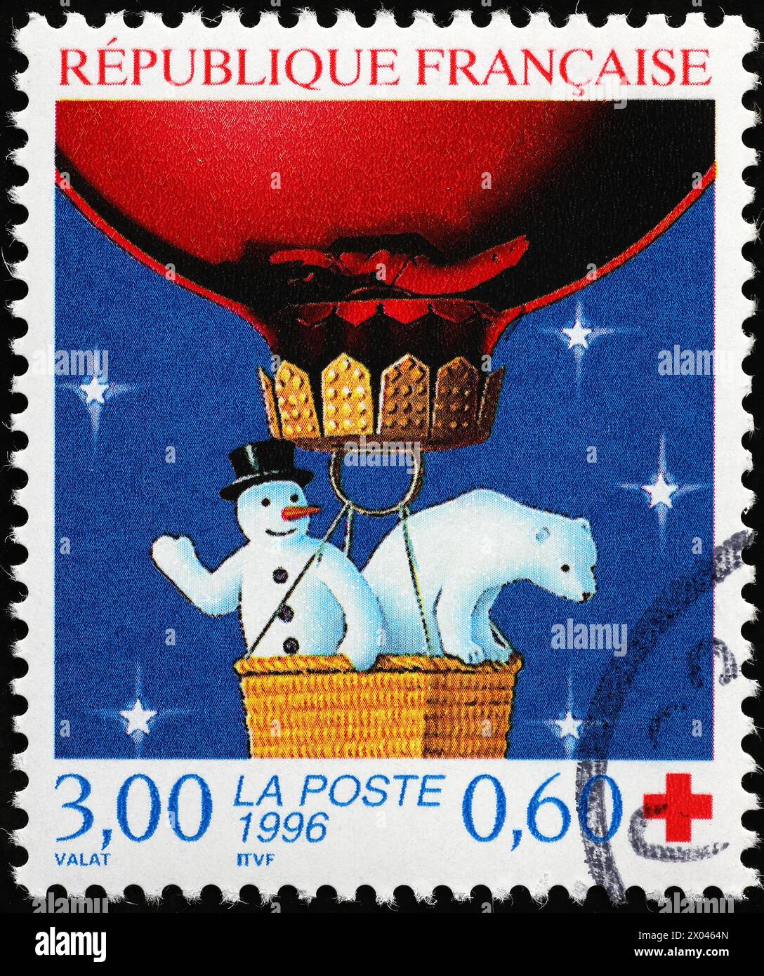 Delizioso francobollo natalizio dalla Francia Foto Stock
