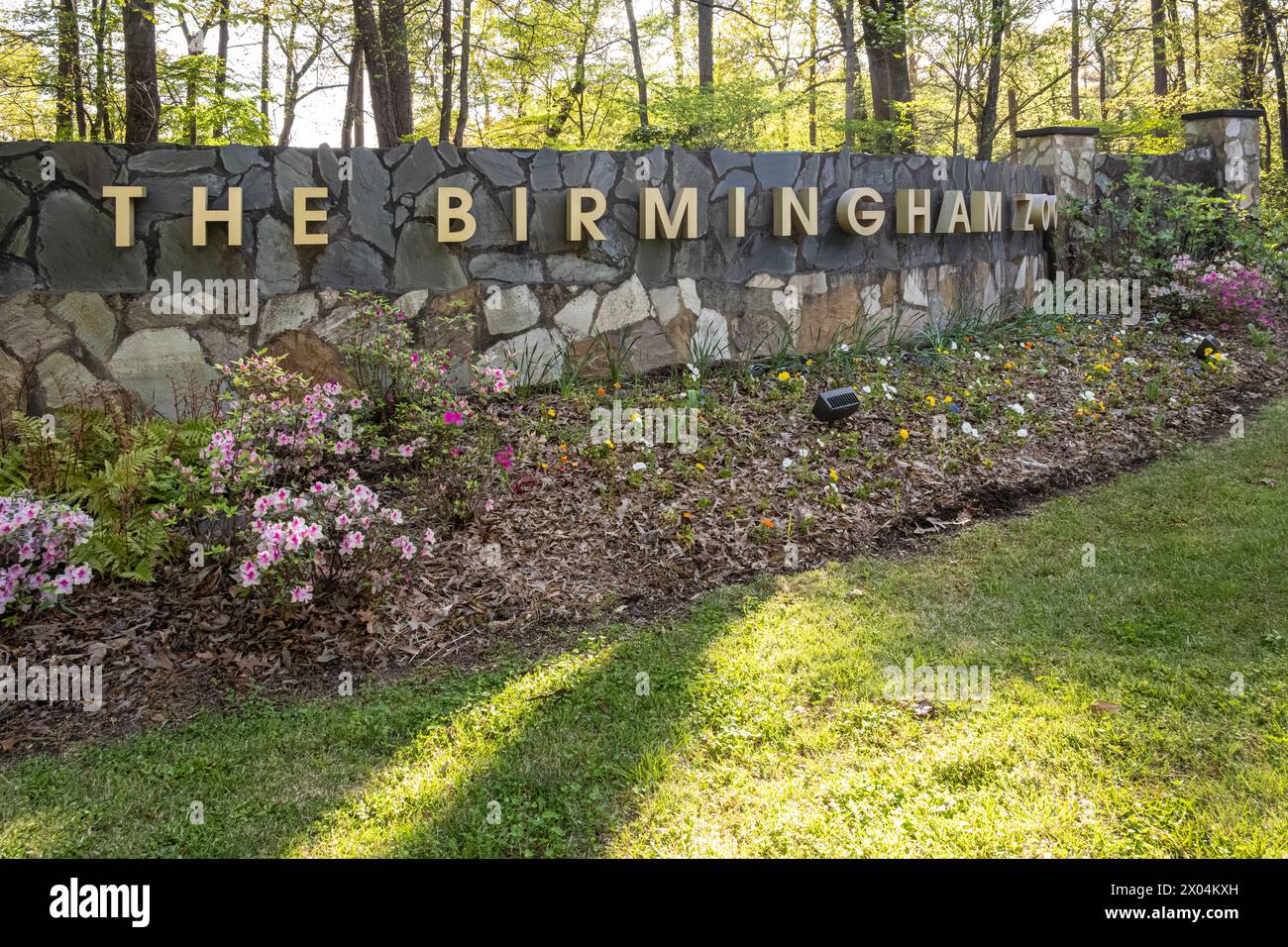 Cartello di ingresso per lo zoo di Birmingham, Alabama. (USA) Foto Stock
