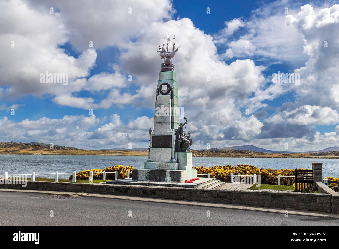 1914 Battle Memorial, il più meridionale memoriale della grande guerra, Ross Road, Stanley, Isole Falkland, sabato, 2 dicembre 2023. Foto Stock