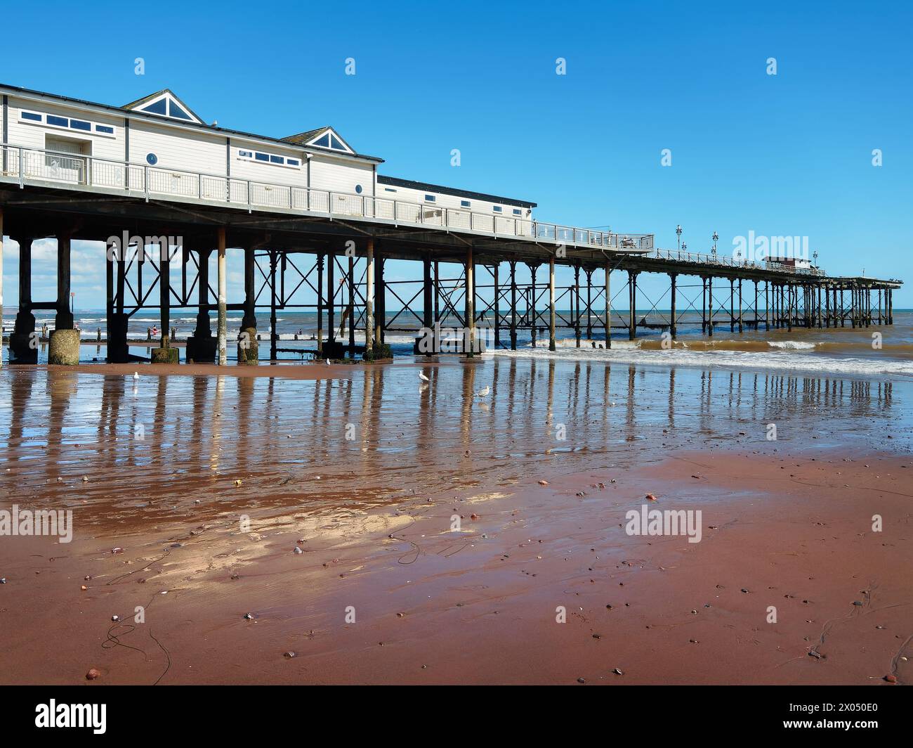Regno Unito, South Devon, molo di Teignmouth e Town Beach. Foto Stock
