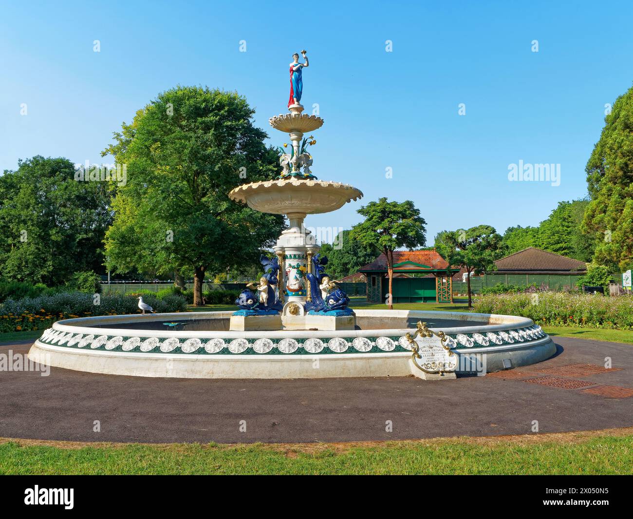 Regno Unito, Somerset, Taunton, Vivary Park, Queen Victoria Memorial Fountain. Foto Stock