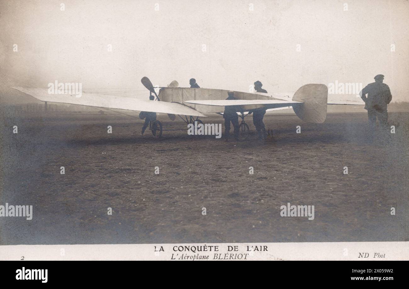 Bleriot monoplano, la Conquete De l'Air, circa 1909 cartoline dell'aviazione. Foto Phot ND Foto Stock