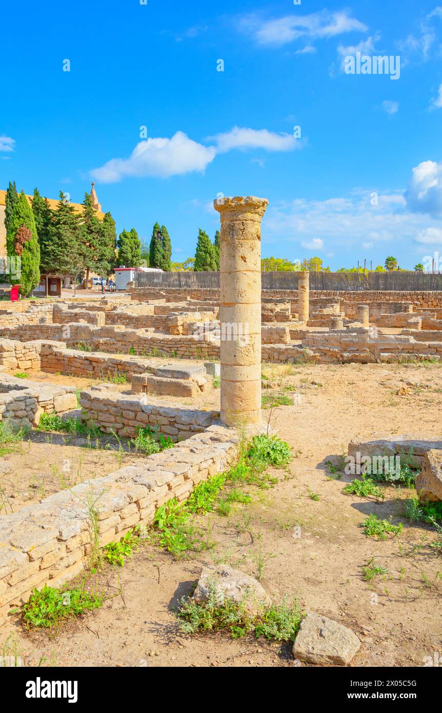 Resti romani di Pollentia, Alcudia, Maiorca, Isole Baleari, Spagna Foto Stock