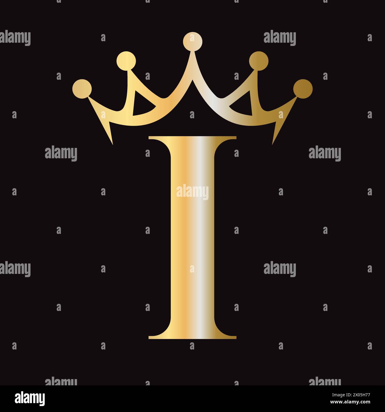 Logo Letter i Crown per Queen Sign, Beauty, Fashion, Star, Elegant, simbolo lusso Illustrazione Vettoriale