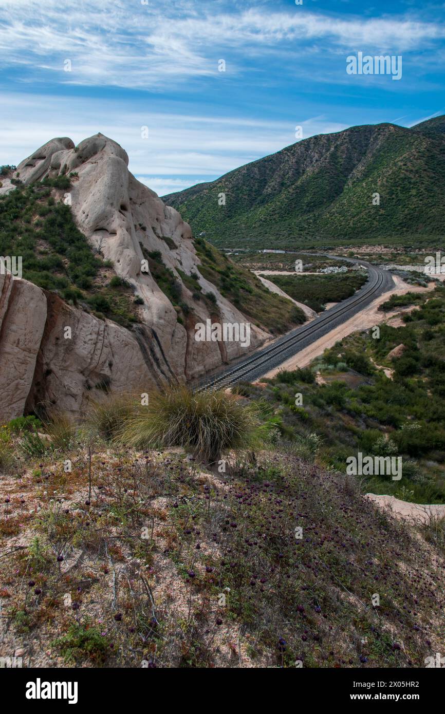 Le Mormon Rocks si trovano vicino a Phelan lungo l'Interstate 15 nella contea di San Bernardino, CALIFORNIA. Foto Stock