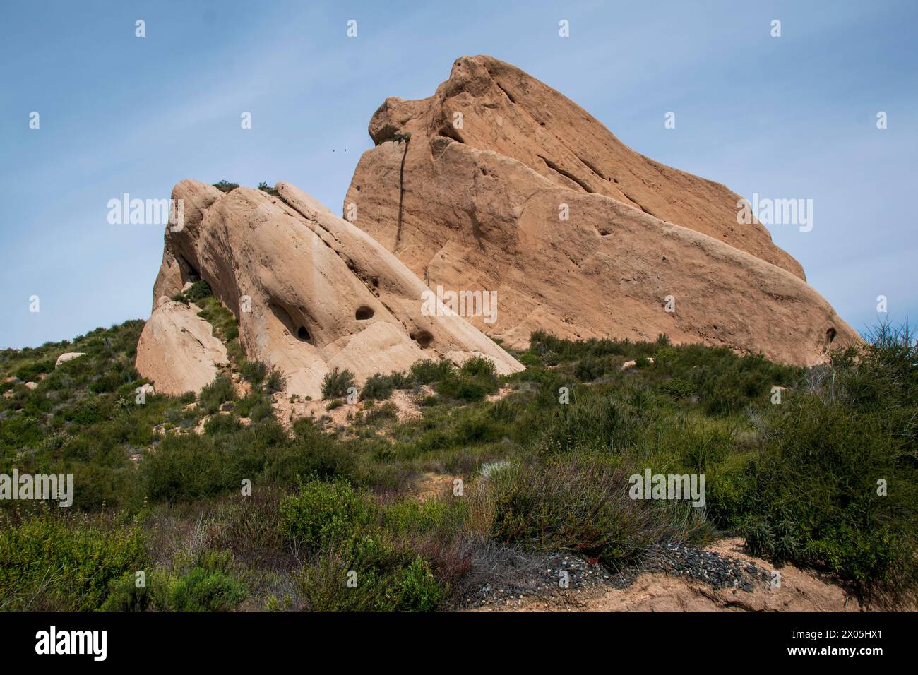 Le Mormon Rocks si trovano vicino a Phelan lungo l'Interstate 15 nella contea di San Bernardino, CALIFORNIA. Foto Stock