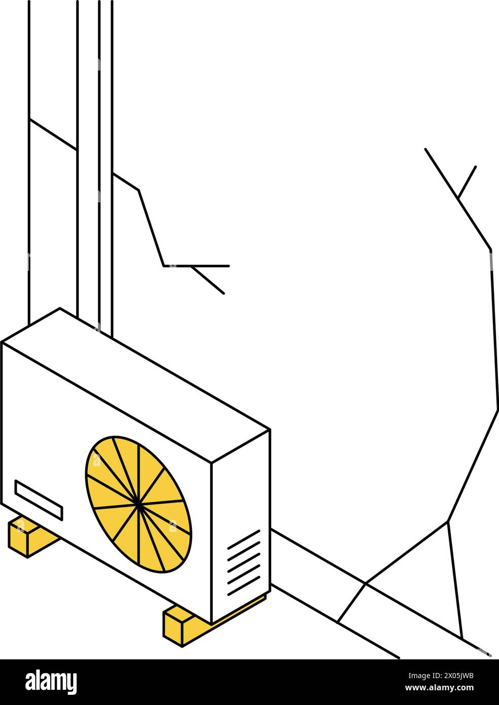 Ristrutturazione di abitazioni, pareti incrinate, semplice illustrazione isometrica, illustrazione vettoriale Illustrazione Vettoriale