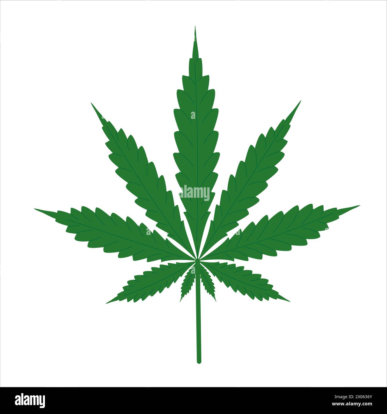 Clipart dell'illustrazione del vettore della foglia di cannabis isolato su sfondo bianco Illustrazione Vettoriale