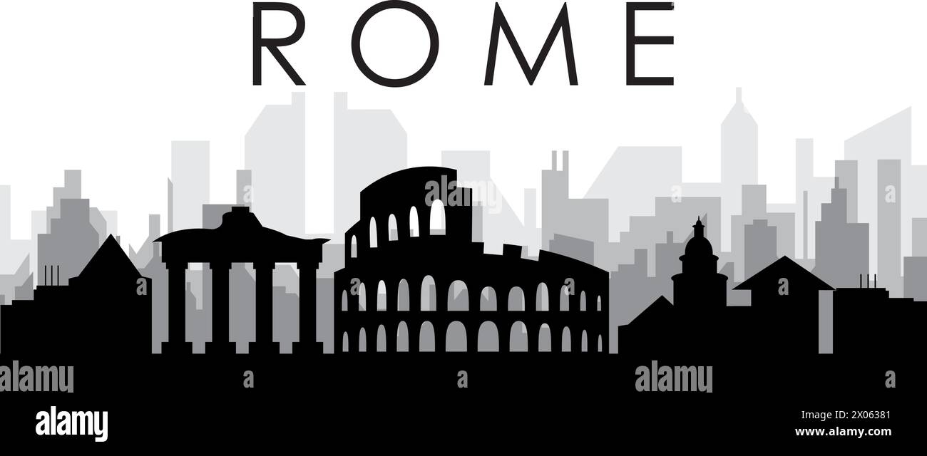 Panorama dello skyline di ROMA, ITALIA Illustrazione Vettoriale