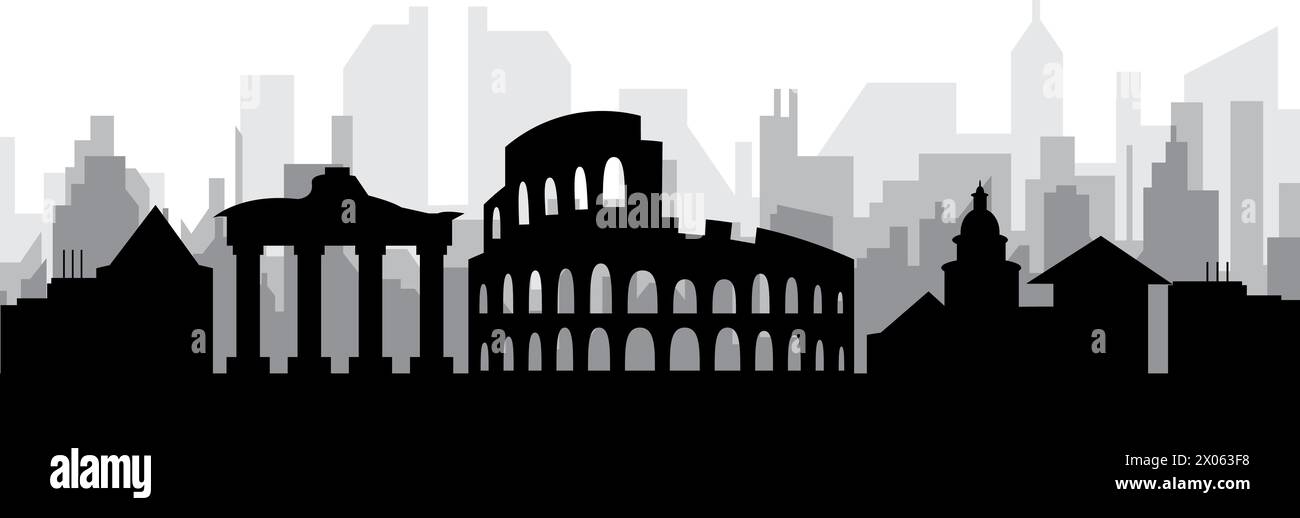 Panorama dello skyline di ROMA, ITALIA Illustrazione Vettoriale