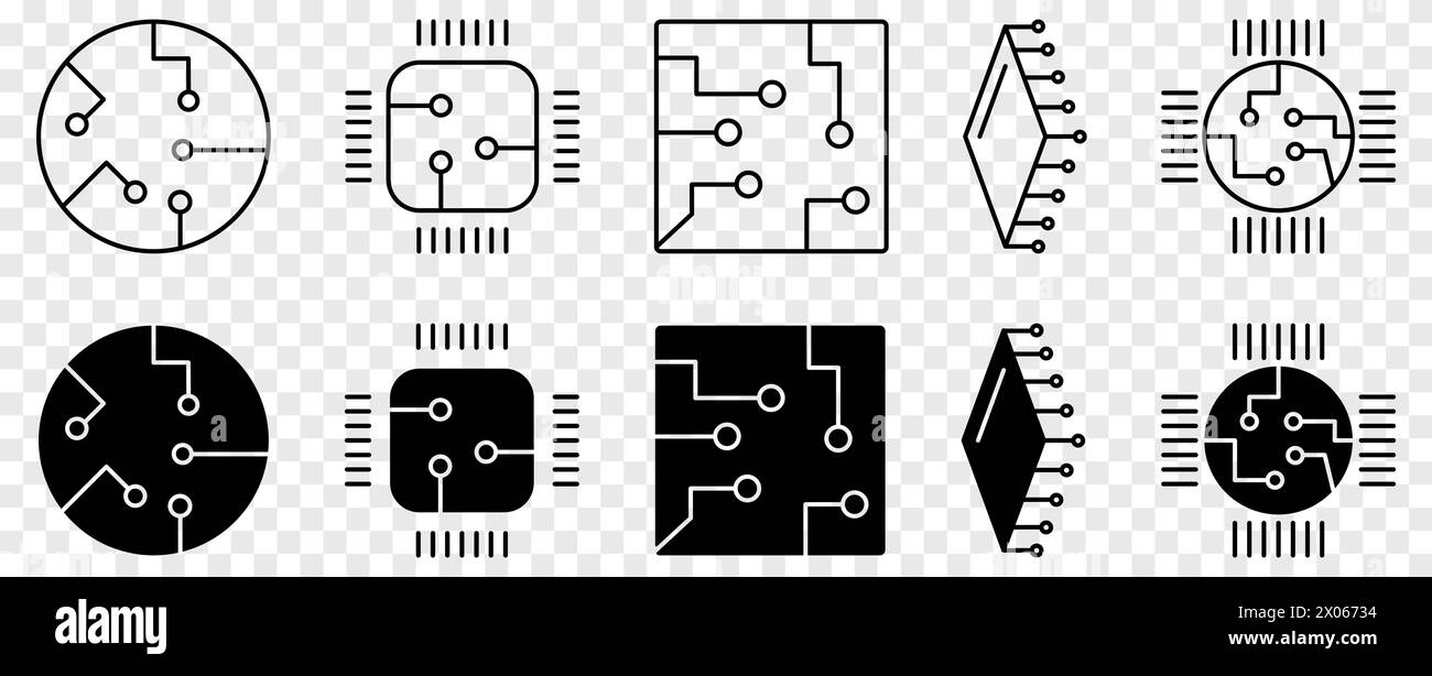 Set icone circuito stampato. Il design può essere utilizzato per applicazioni Web e mobili. Illustrazione vettoriale Illustrazione Vettoriale