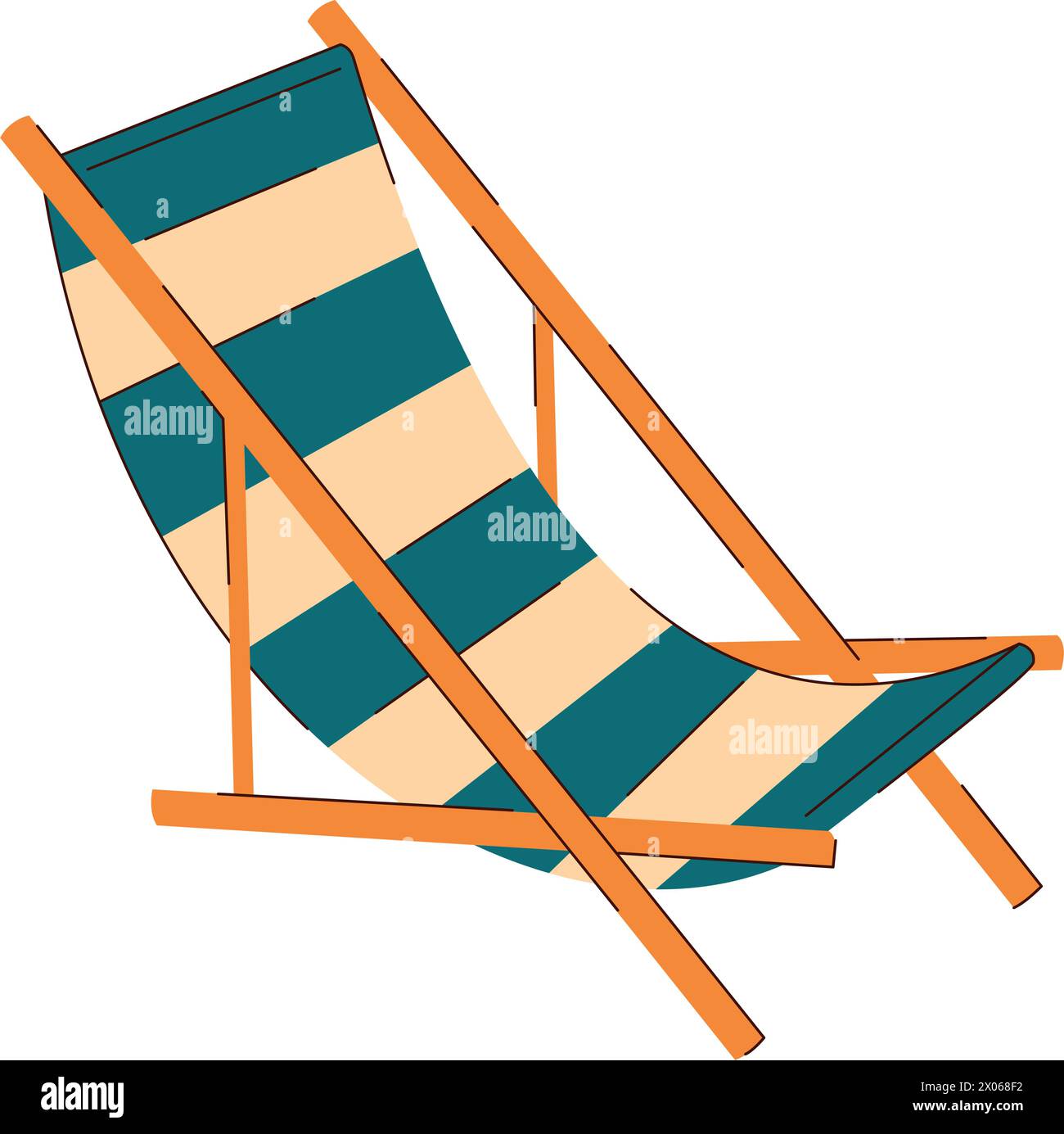 sdraio in legno a righe per una vacanza estiva in spiaggia o in campagna Illustrazione Vettoriale